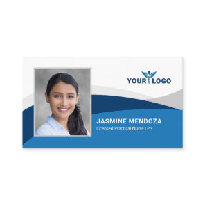 Any Color Wave Modern Elegant Photo Logo Template Business Card