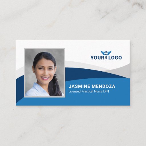 Customizable Any Color Wave Modern Elegant Photo Logo Template Business Card