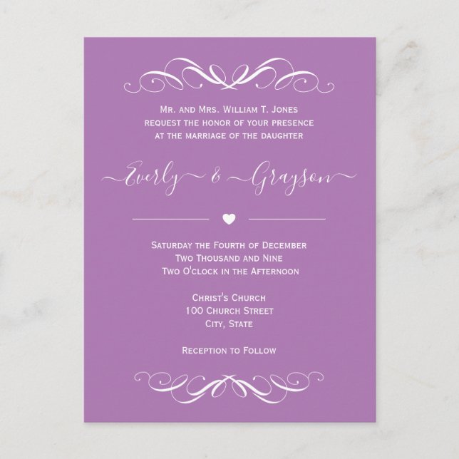 Any Color Wedding  Invitation Postcard (Front)