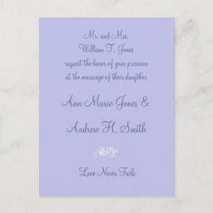 Any Color Wedding Periwinkle Blue Invitation Postcard