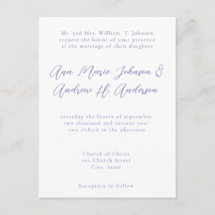 Any Color Wedding Periwinkle Blue Invitation Postcard