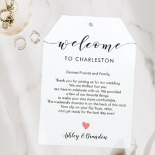 Any Color Wedding Welcome Tag, Letter Itinerary