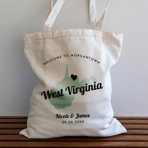 Any Color West Virginia Map Wedding Welcome Bag Tote Bag