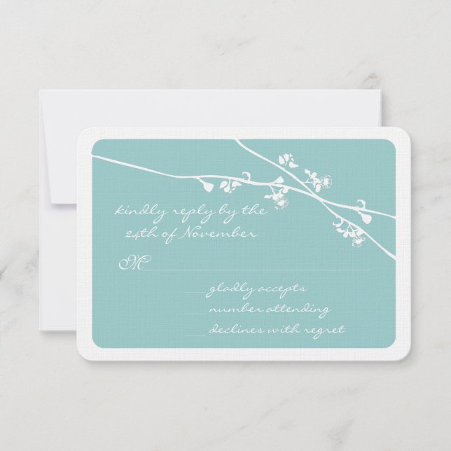 Any Color Wildflower Branches Wedding RSVP Card (Front)