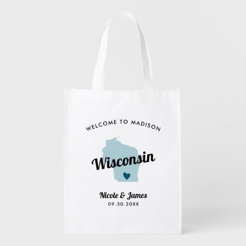 Any Color Wisconsin Wedding Welcome Bag Grocery Bag