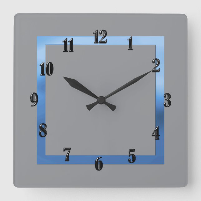 Any Color with Blue Border Square Wall Clock (Front)