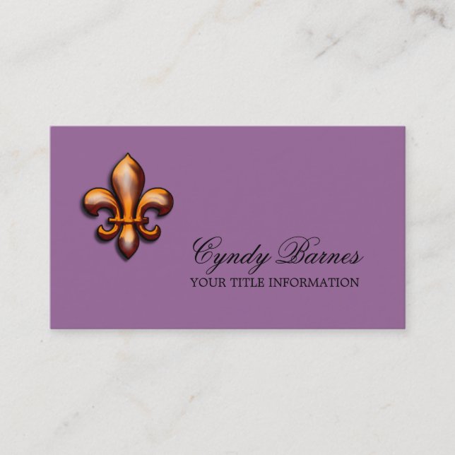 Any Color with Copper Fleur de Lis Business Card (Front)
