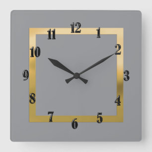 Any Color with Gold Border Square Wall Clock