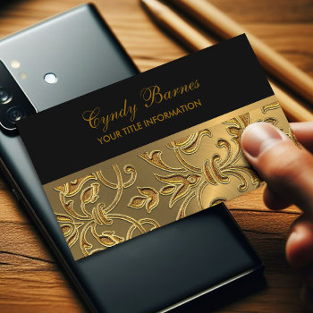 Any Color With Gold Damask Business Card by TailoredType at Zazzle