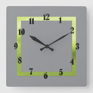 Any Color with Green Border Square Wall Clock