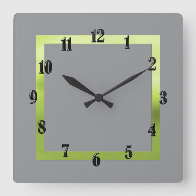 Any Color with Green Border Square Wall Clock (Front)