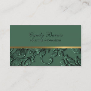 Any Color with Green Damask Business Card
