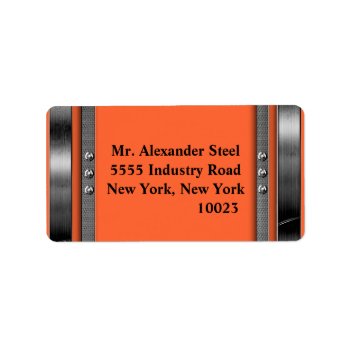 Any Color With Metal Border With Bolts Labels by MetalShop at Zazzle