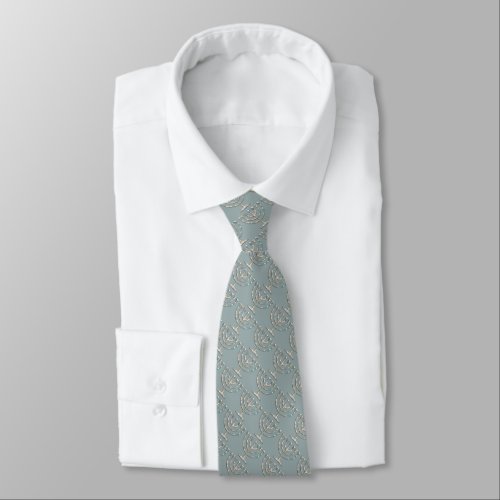 Any Color with Pearly Menorah Pattern Neck Tie