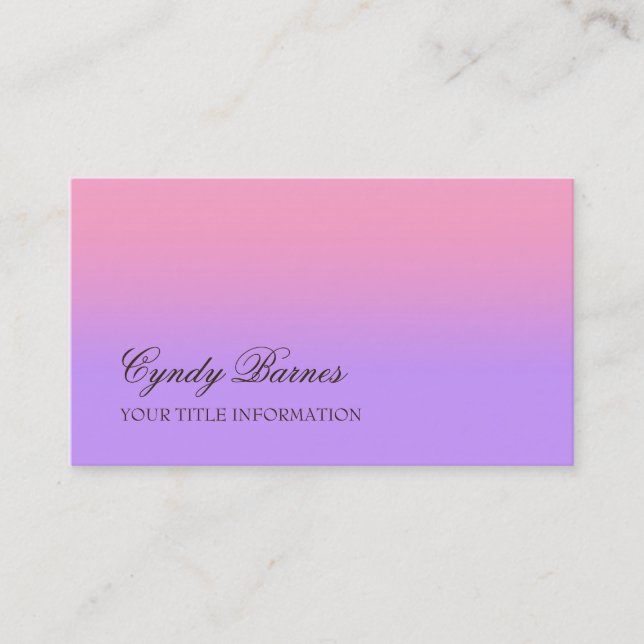 Any Color with Pink Gradient Business Card (Front)
