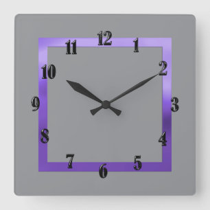 Any Color with Purple Border Square Wall Clock