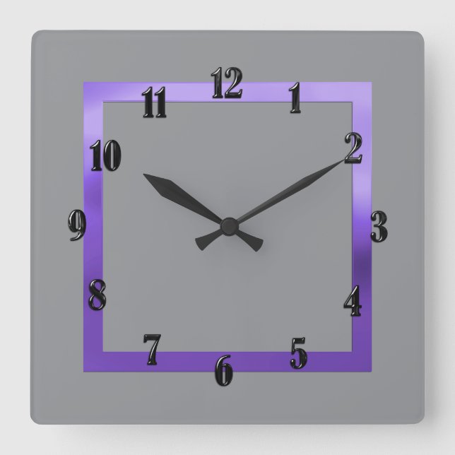 Any Color with Purple Border Square Wall Clock (Front)