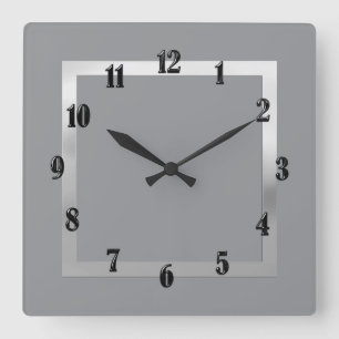 Any Color with Silver Border Square Wall Clock