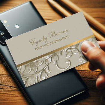 Any Color With Tan Damask Business Card by TailoredType at Zazzle