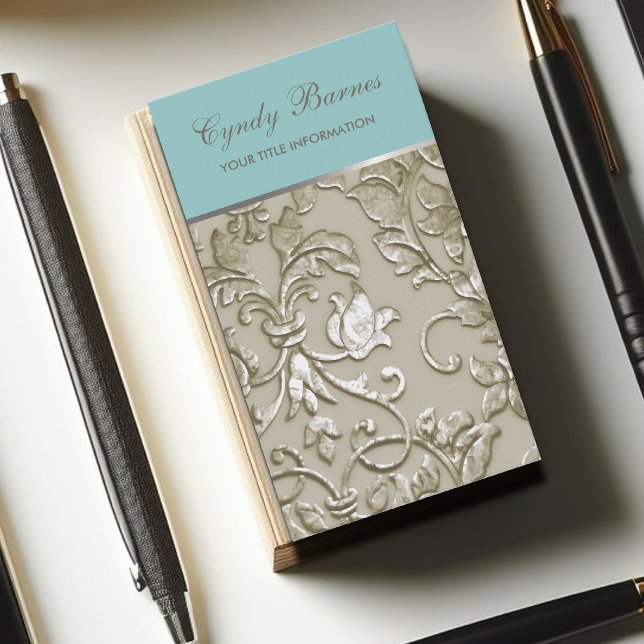 Any Color with Taupe Damask Business Card (Creator Uploaded)