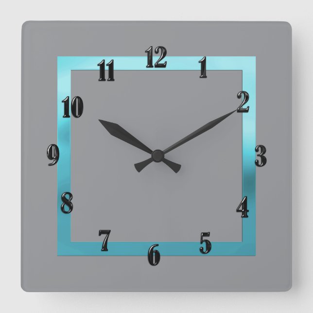 Any Color with Turquoise Border Square Wall Clock (Front)
