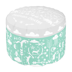 Any Color Woodland Creatures Fox Nursery Decor Pouf