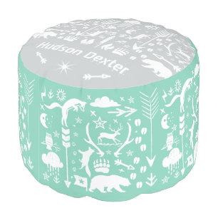 Any Color Woodland Creatures Fox Nursery Decor Pouf