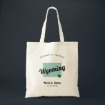 Any Color Wyoming Map Wedding Welcome Bag, Tote Bag<br><div class="desc">Wedding weekend welcome gift bag for out of town guests to your wedding, featuring image of Wyoming. You may edit the colors for any part of this design, as well as move the heart to the location of your wedding. To change colors, click personalize and then "edit using the design...</div>