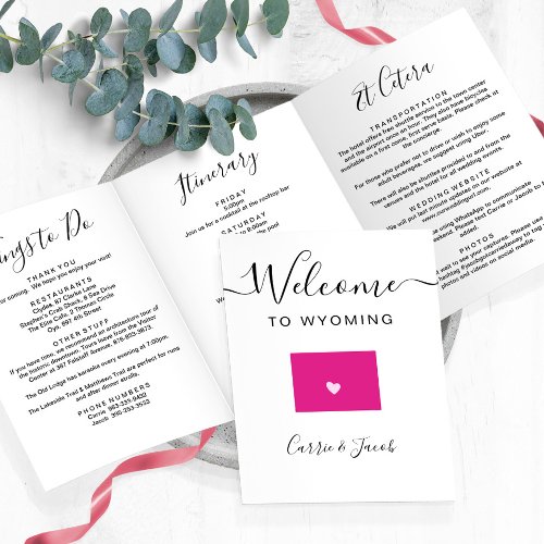 Any Color Wyoming Map Wedding Welcome Itinerary Tri_Fold Program