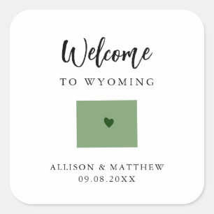 Any Color Wyoming State Wedding Welcome Bag Square Sticker