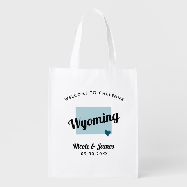 Any Color Wyoming Wedding Welcome Bag, Grocery Bag (Front)