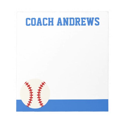 Any Colors Baseball Personalized Notepad