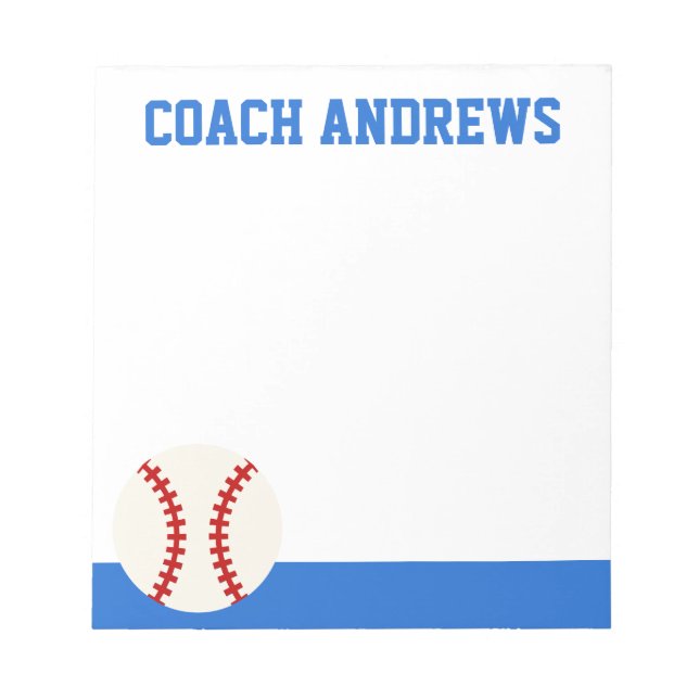 Any Colors Baseball Personalized Notepad (Front)