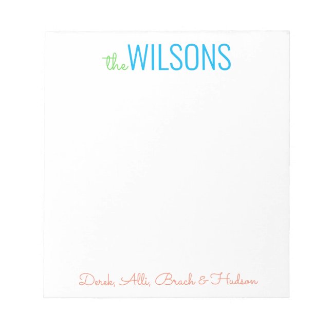 Any Colors - Block & Script Family Notepad (Front)