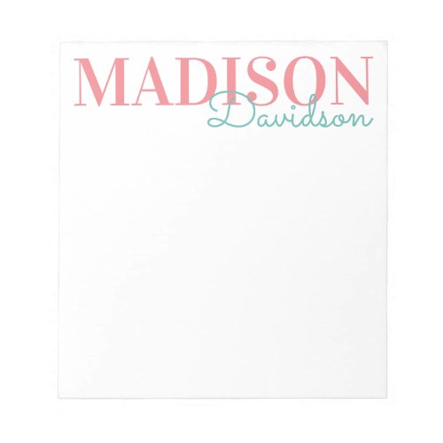 Any Colors Block Script Name Personalized Notepad