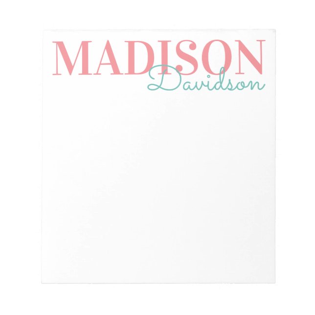 Any Colors Block Script Name Personalized Notepad (Front)