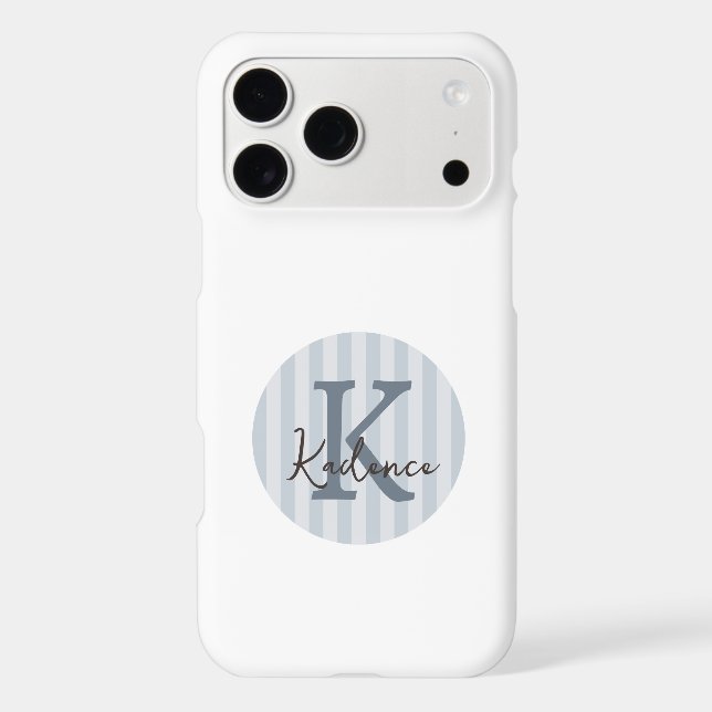 Any Colors Blue Custom Striped Circle Monogram iPhone Case (Back)