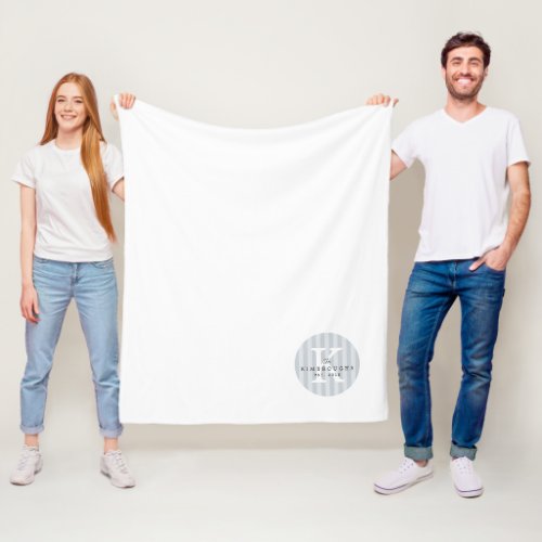 Any Colors Custom Striped Circle Family Monogram Fleece Blanket