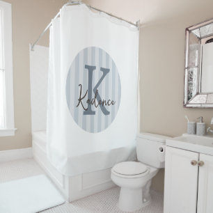 Any Colors Custom Striped Circle Monogram Shower Curtain