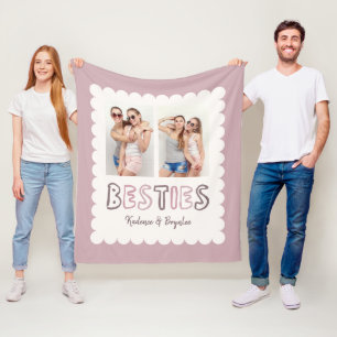 Any Colors Cute 2 Photo Best Friend Besties Fleece Blanket