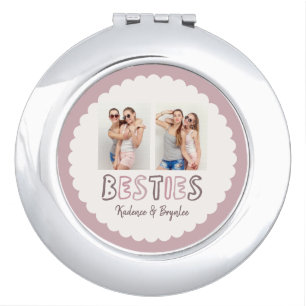 Any Colors Cute 2 Photo Best Friends Besties Compact Mirror