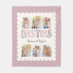 Any Colors Cute 6 Photo Best Friend Besties Fleece Blanket