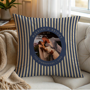 Any Colors Married and Bright Photo Christmas Throw Pillow