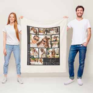 Any Colors Modern 10 Photo Collage Best Friends Fleece Blanket