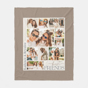 Any Colors Modern 10 Photo Collage Best Friends  Fleece Blanket