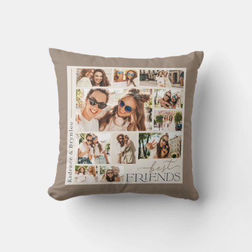 Any Colors Modern 11 Photo Collage Best Friends Throw Pillow