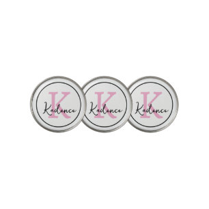 Any Colors Pink Cute Name Monogram Golf Ball Marker