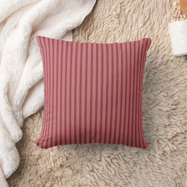 Any Colors Red Rustic Striped Pattern Throw Pillow (Blanket)