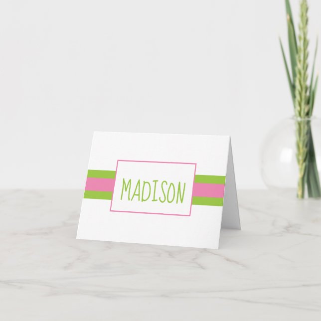 Any Colors Ribbon Stripes Personalized Note Cards (Front)