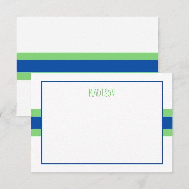 Any Colors Ribbon Stripes Personalized Note Cards (Front/Back)